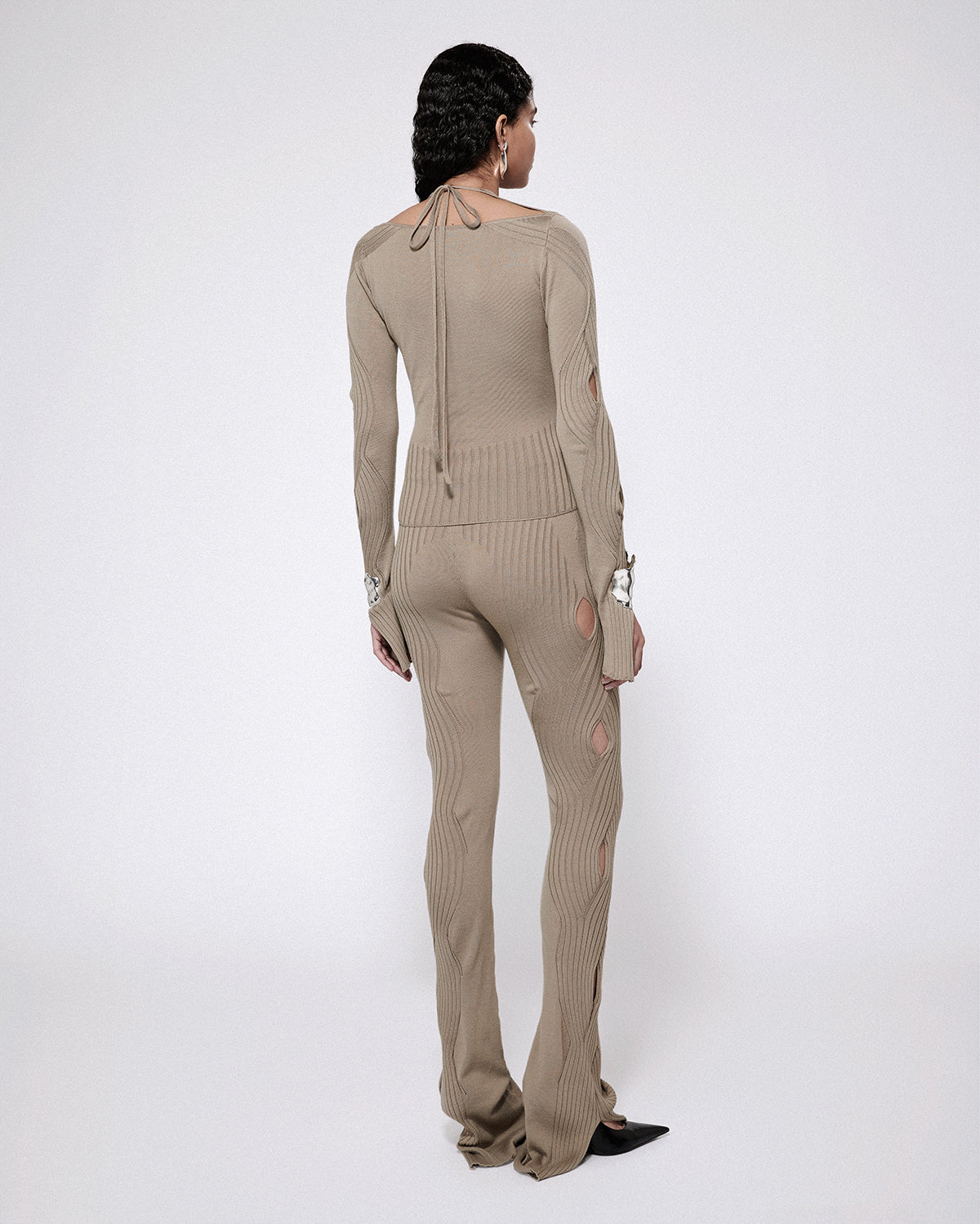 XL CABLE KNIT TROUSERS KHAKI